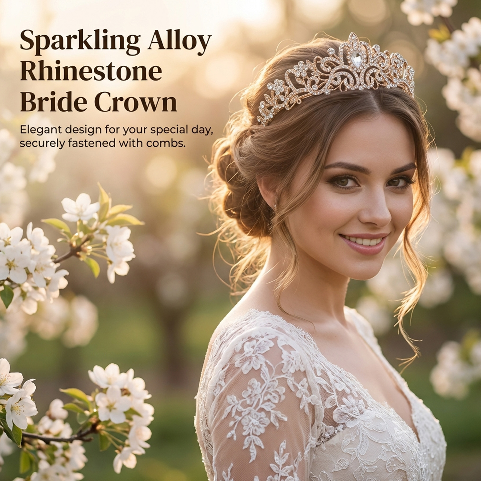 Women'S Hair Accessories Wedding - Elegant Bridal Crown Sparkly Rhinestone Tiaras