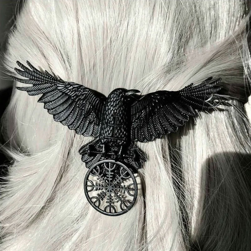 Women'S Viking Accessories - Gothic Crow Hairclip Vintage Animal Barrettes