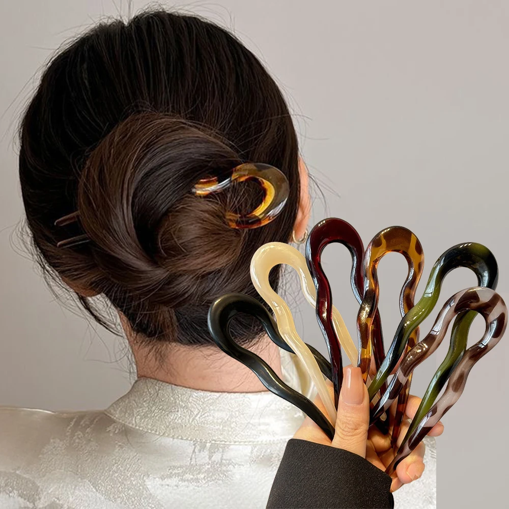 Women'S Formal Accessories - U-Shaped Hair Fork Fashion Tortoiseshell Acetate