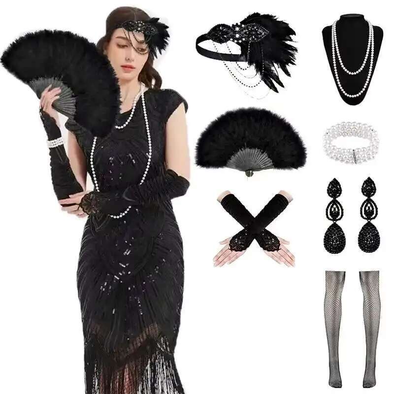 Women'S Accessories In The 1920S - 1920s Dresses for Women Sequin Fringed