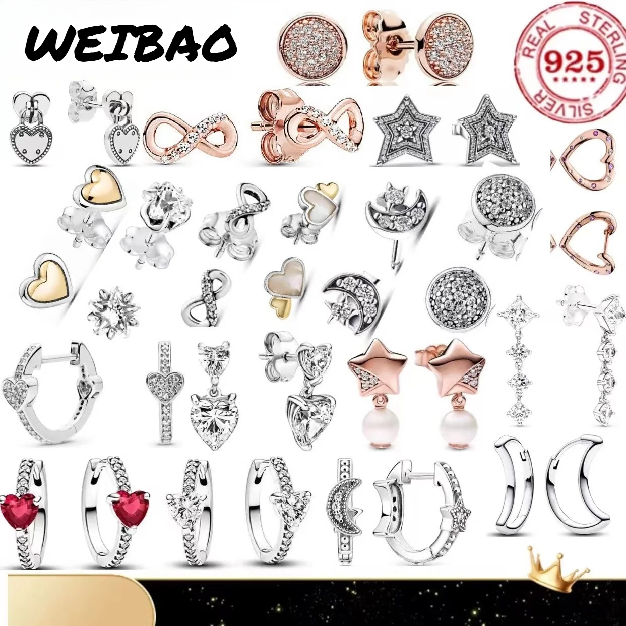 Women'S Accessories Jewelry - Classic 100%925 pure silver star moon