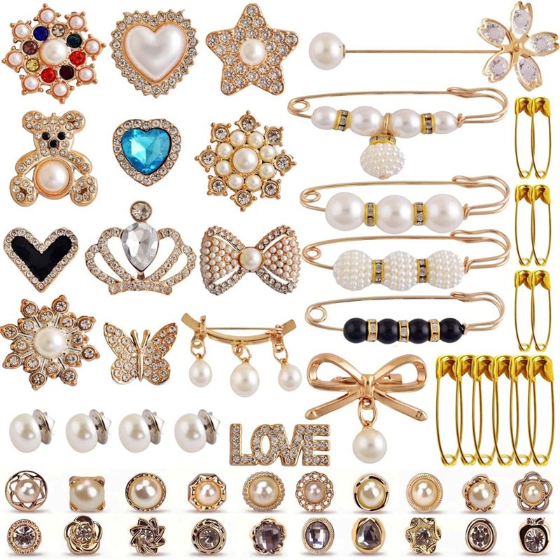 Brooch Pin Gold - AEE2-55Pcs Junk Sock Charms Pins Gold