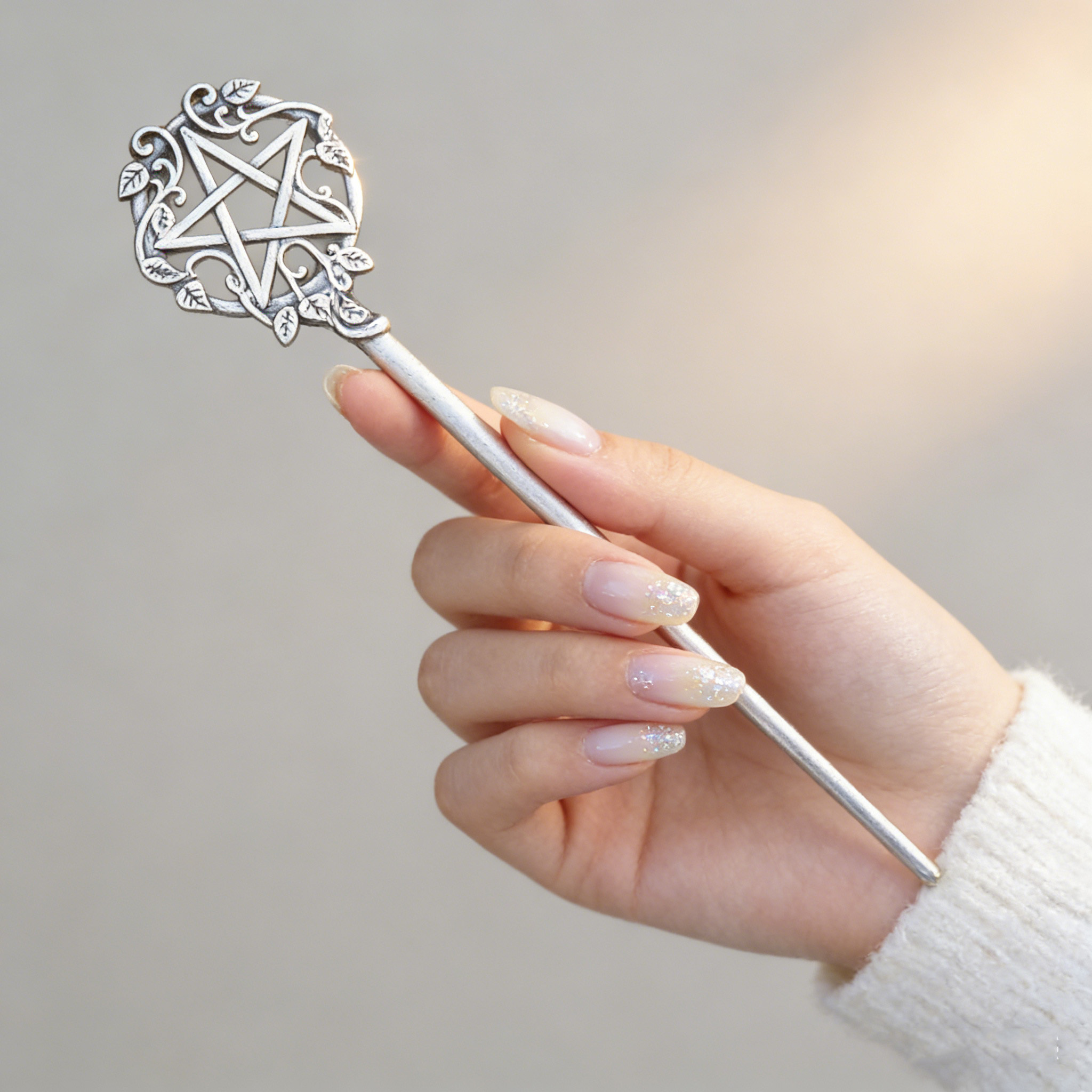 Women'S Accessories Designer - 1pc Mystical Pentagram Hair Stick Silver