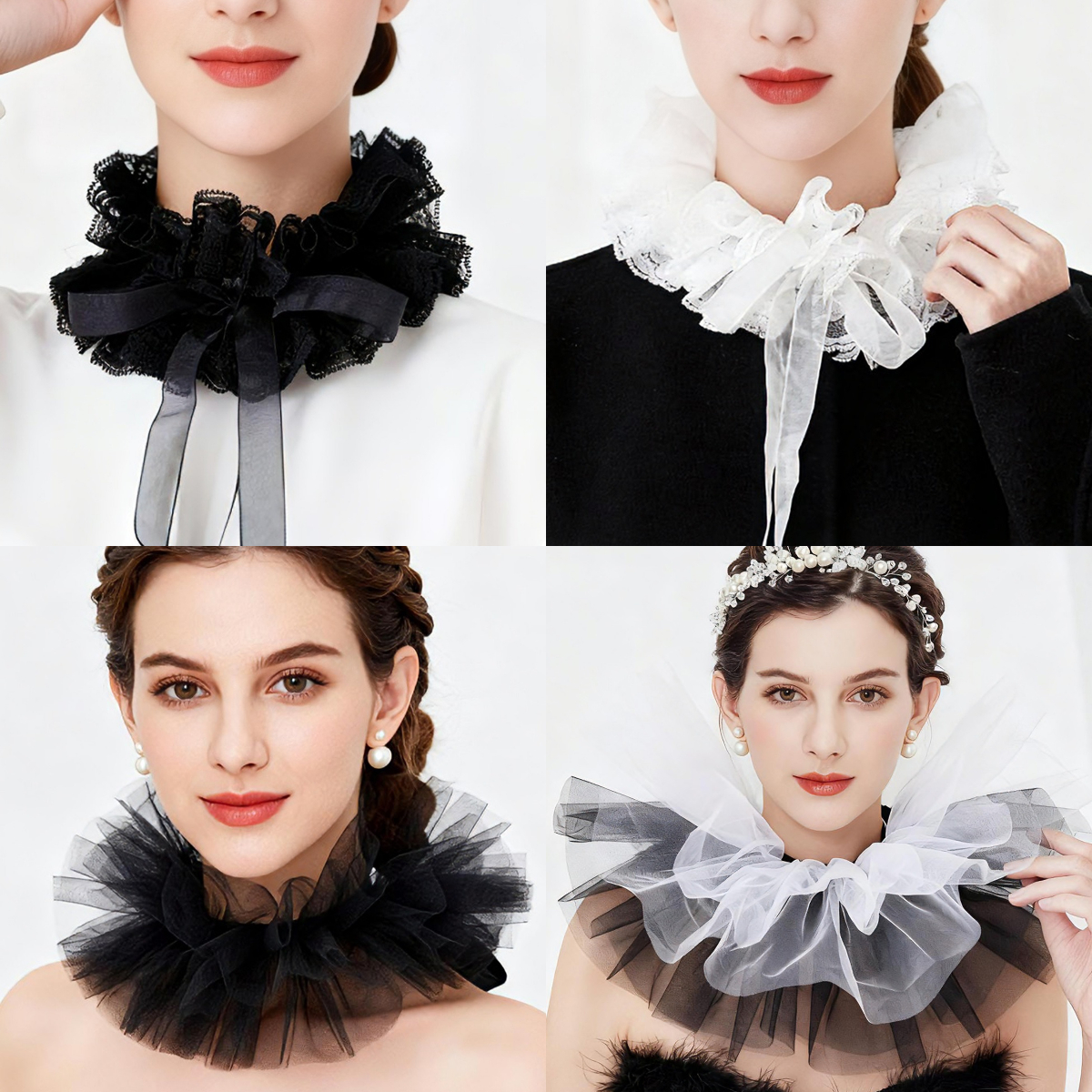 Fashion Tulle Ruffle Collar Fo - Women'S Victorian Accessories recensione e prezzo