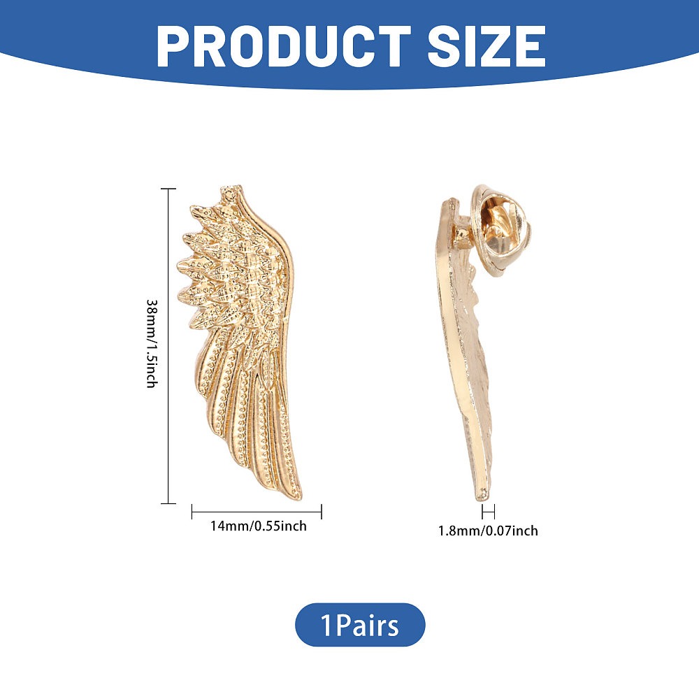 1 Pair Wing Alloy Brooches Men - Brooch Pin Gold recensione e prezzo