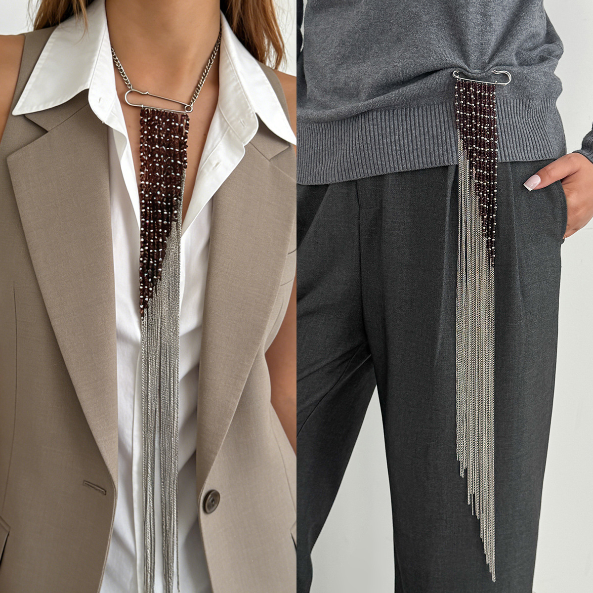 Silver Color Tassel Chain Broo - Women'S Accessories Jewelry recensione e prezzo
