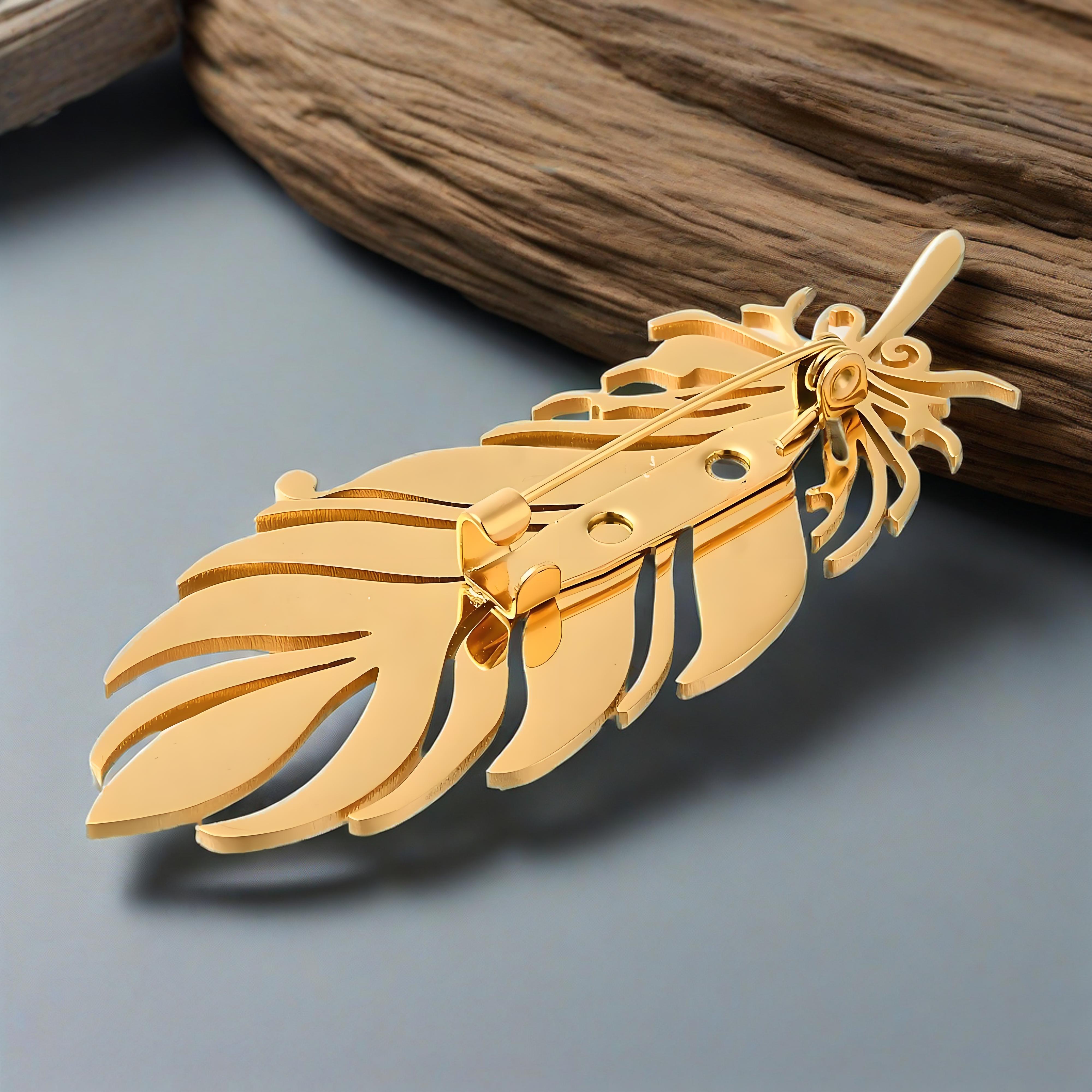 Gold - Plated Feather Brooch,  - Brooch Pin Gold recensione e prezzo
