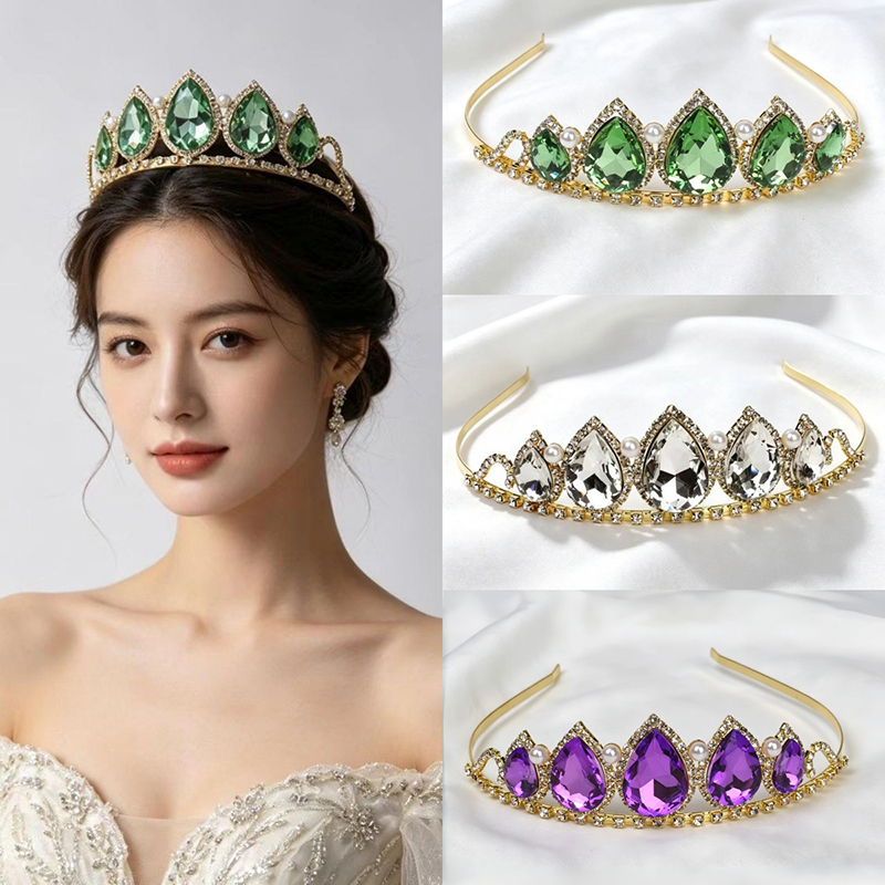 Green Water Drop Rhinestone Cr - Women'S Hair Accessories Wedding recensione e prezzo