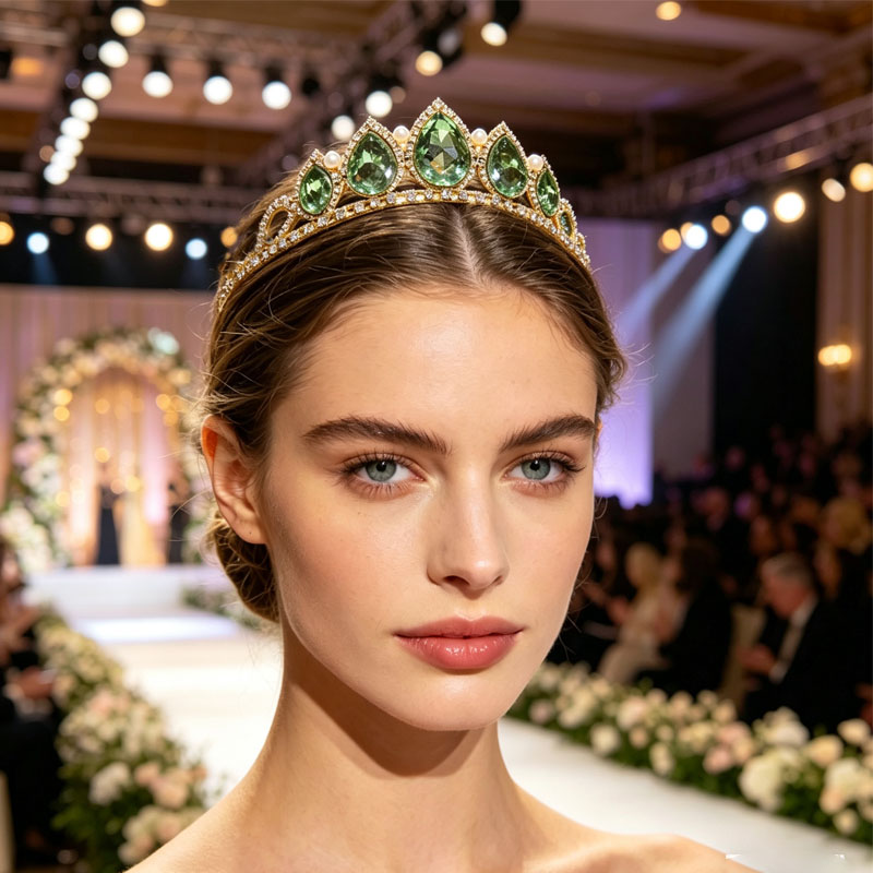 Green Water Drop Rhinestone Cr - Women'S Hair Accessories Wedding recensione e prezzo